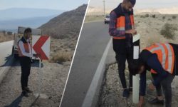 نصب تابلو علائم راهنمایی و رانندگی در محور کوهیج – لاورمیستان