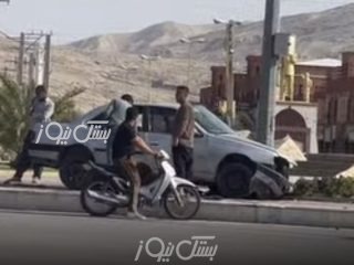 تصادف عجیب پژو ۴۰۵ در میدان دفاع مقدس بستک