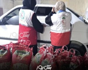 توزیع ۳۵۰ بسته معیشتی میان خانواده‌ های نیازمند توسط هلال ‌احمر بستک