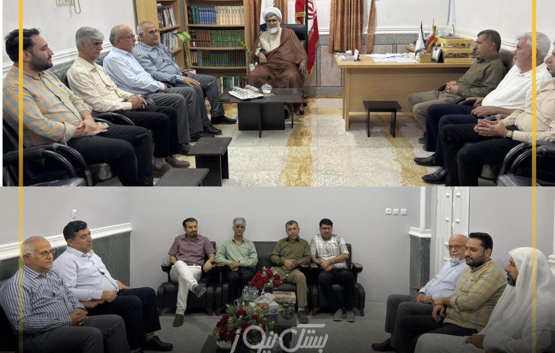 دیدار اعضای مجمع خیرین آبخیزداری هرمزگان با حجت الاسلام والمسلمین جهانگیری امام جمعه شهرستان بستک و سیدسلیمان حسینی امام جمعه اهل سنت بستک به مناسبت عید سعید قربان