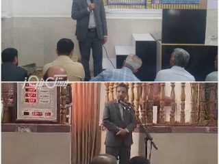حضور فرماندار شهرستان بستک در جمع نمازگزاران مسجد امام علی (ع) شهر بستک و مسجد جامع هرنگ و تبیین و تشریح خدمات نظام و دولت