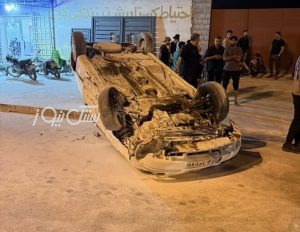 واژگونی یک دستگاه خودروی سمند در بلوار فاروق عباسی جناح