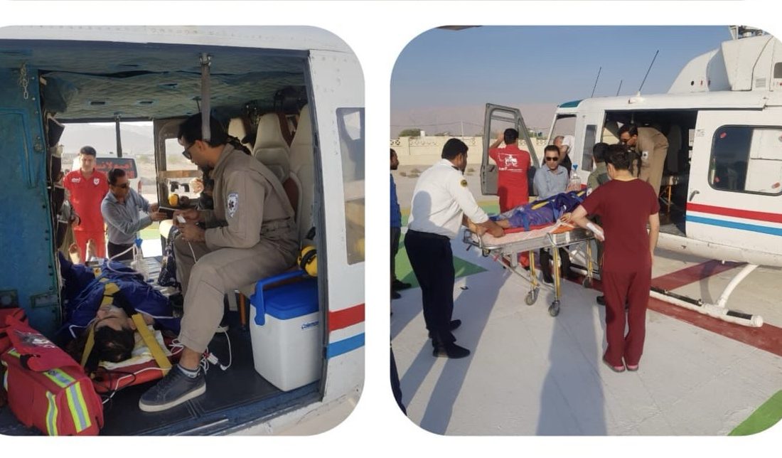 انتقال حیاتی جوان ۲۲ ساله به بندرعباس توسط اورژانس هوایی بستک
