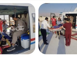 انتقال حیاتی جوان ۲۲ ساله به بندرعباس توسط اورژانس هوایی بستک