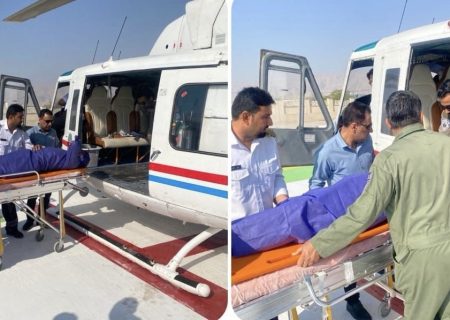 اعزام بیمار دچار سکته قلبی از بیمارستان فارابی بستک به بندرعباس توسط اورژانس هوایی