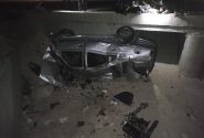 مصدوم شدن یک نفر بر اثر واژگونی خودرو و سقوط به پُل در سه راهی تنگ ‌بستک